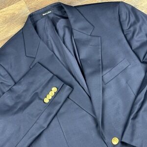 Lauren Ralph Lauren Blazer Mens 42R Blue Macys Wool Gold Button Sport Jacket